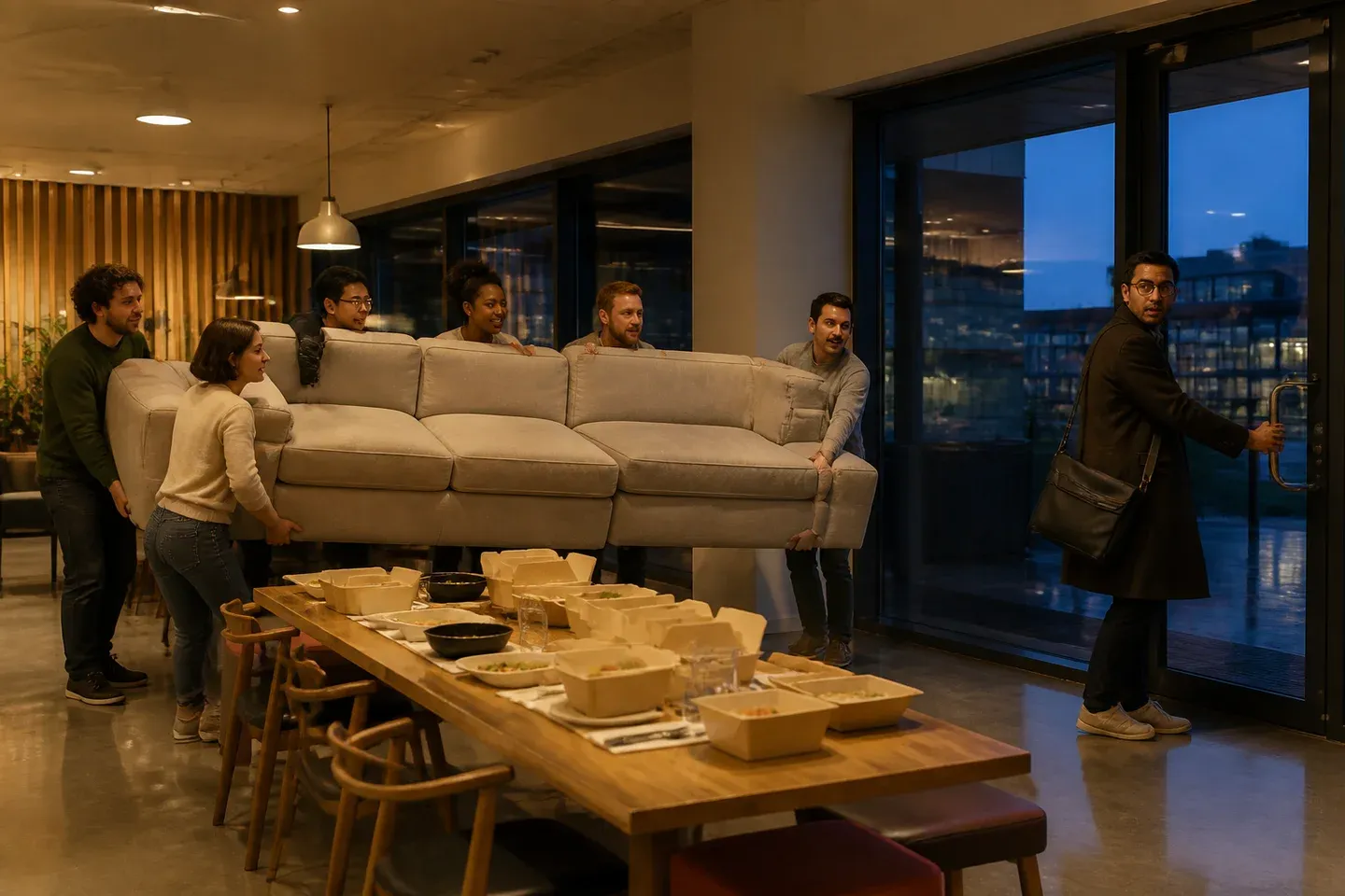 Nobody asked you to stay. The couch simply developed needs.